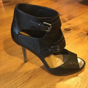 Coach Black Ankle Strap Leather Sandal Heels Size 8.5